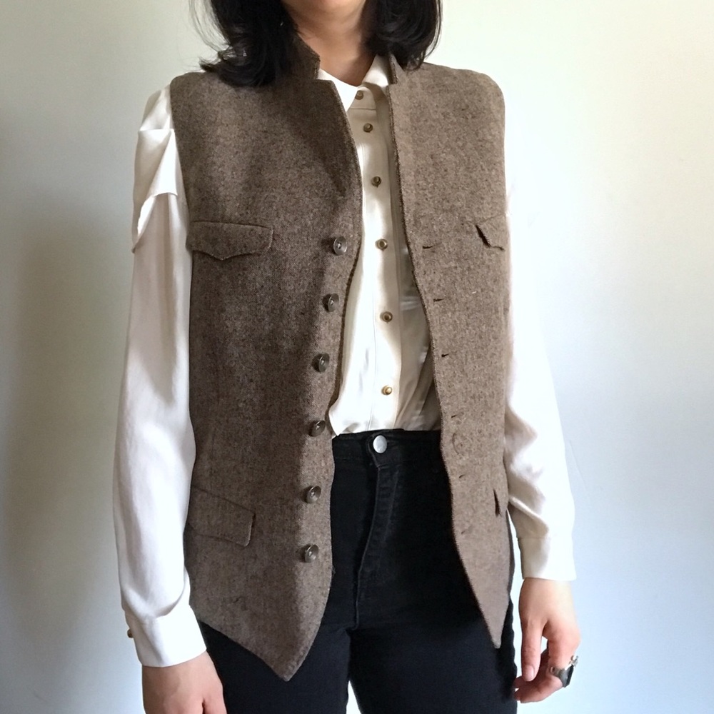 Rag and bone brown tweed vest 40